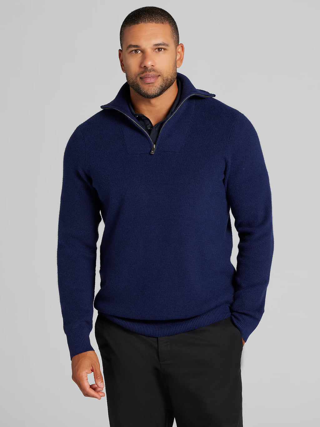 Ribbed Quarter Zip Sweater