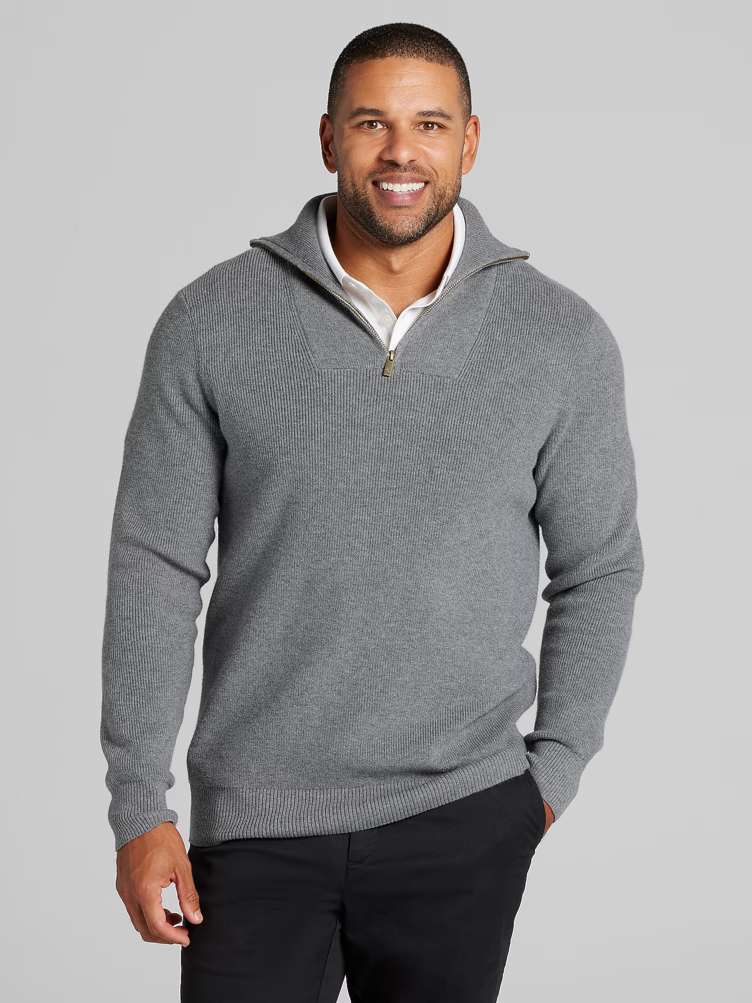 Ribbed Quarter Zip Sweater